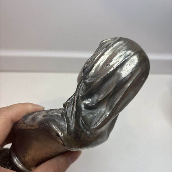 Antique Silver Plated Madonna SC De Maria Bust  Religious Statue About 7” H - Picture 7 of 11